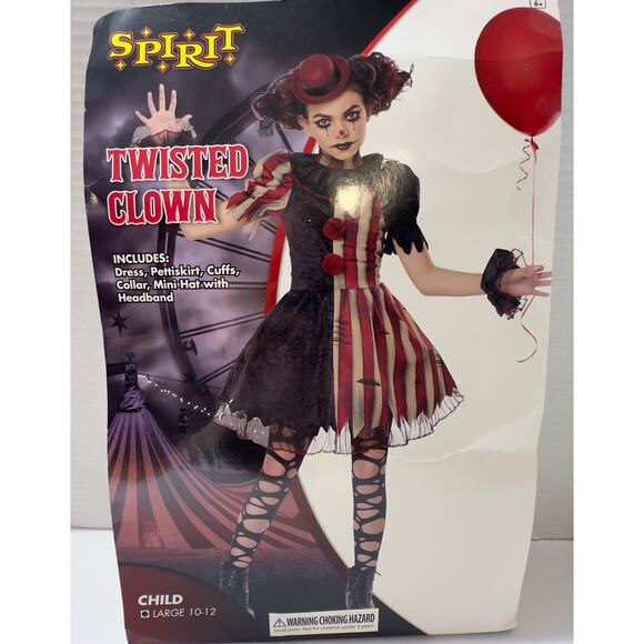 Spirit  Twisted Clown Costume Child L 10-12 Dress Pettiskirt * NO CUFF OR HAT - Picture 1 of 9